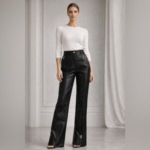 CHANEL Black Leather Pants